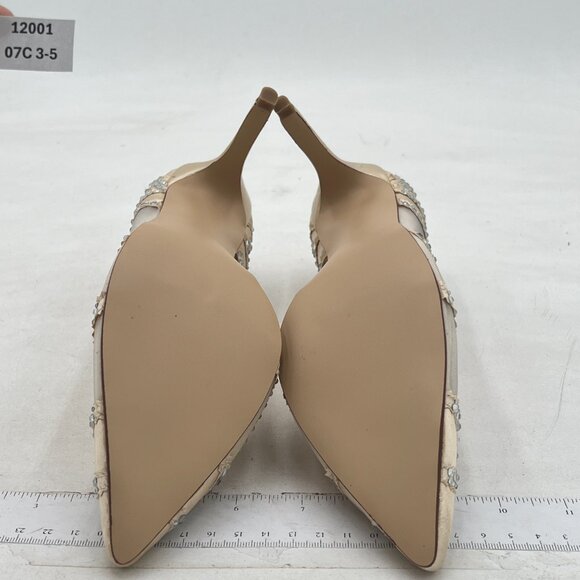 XYD Women Pointy Toe Crystal Studded Bridal Pumps High Heel Slip On D'Orsay Mesh - Picture 6 of 7